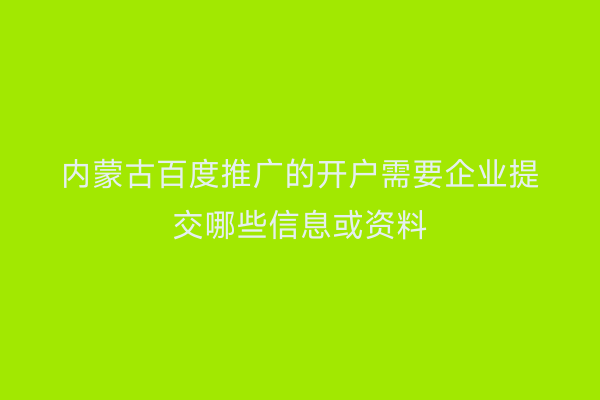 内蒙古百度推广的开户需要企业提交哪些信息或资料