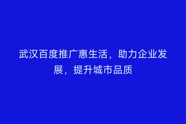 武汉百度推广惠生活，助力企业发展，提升城市品质