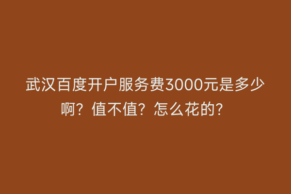 武汉百度开户服务费3000元是多少啊？值不值？怎么花的？