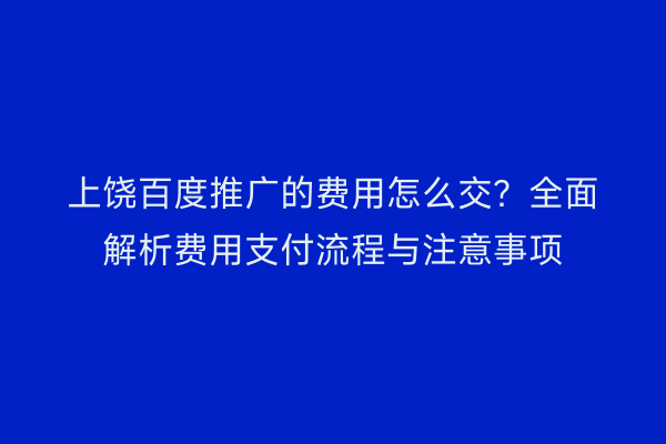 上饶百度推广的费用怎么交？全面解析费用支付流程与注意事项