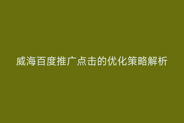 威海百度推广点击的优化策略解析