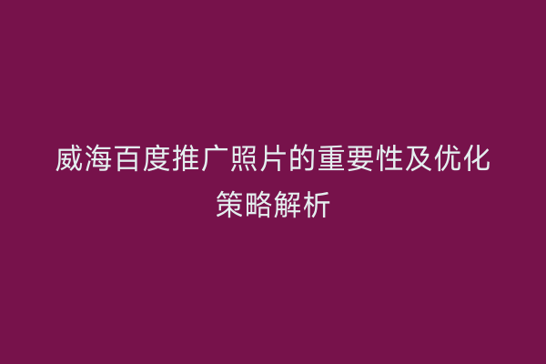 威海百度推广照片的重要性及优化策略解析