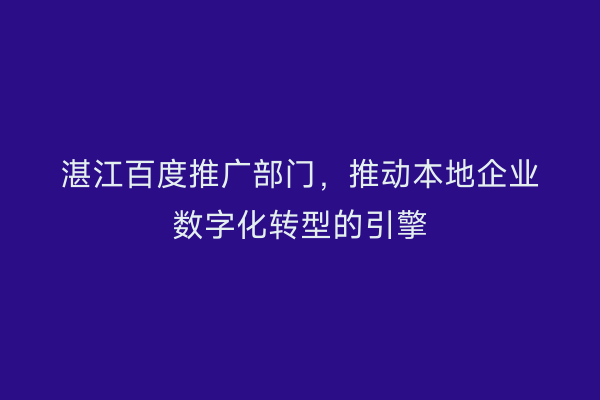 湛江百度推广部门,推动本地企业数字化转型的引擎