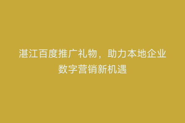 湛江百度推广礼物，助力本地企业数字营销新机遇