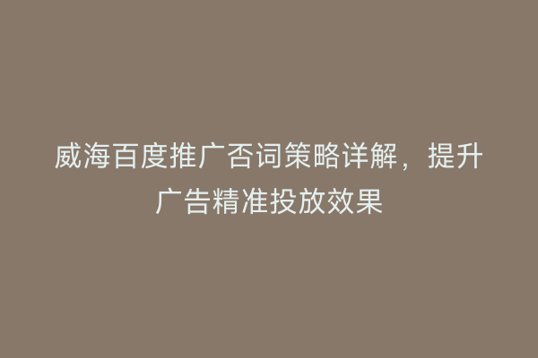威海百度推广否词策略详解,提升广告精准投放效果