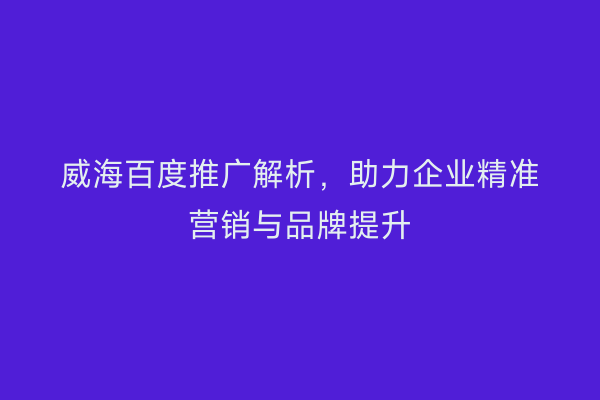 威海百度推广解析，助力企业精准营销与品牌提升