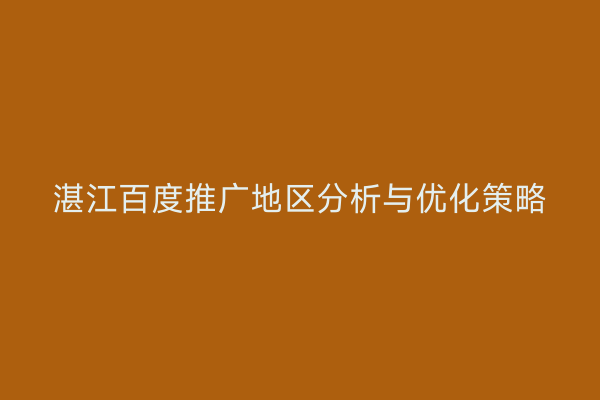 湛江百度推广地区分析与优化策略