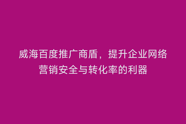 威海百度推广商盾,提升企业网络营销安全与转化率的利器