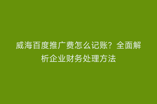 威海百度推广费怎么记账？全面解析企业财务处理方法