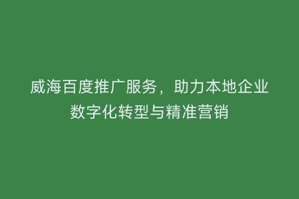威海百度推广服务,助力本地企业数字化转型与精准营销