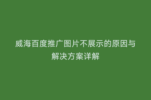 威海百度推广图片不展示的原因与解决方案详解