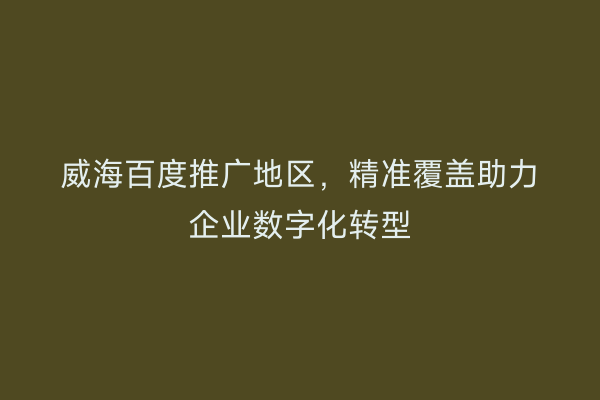 威海百度推广地区，精准覆盖助力企业数字化转型