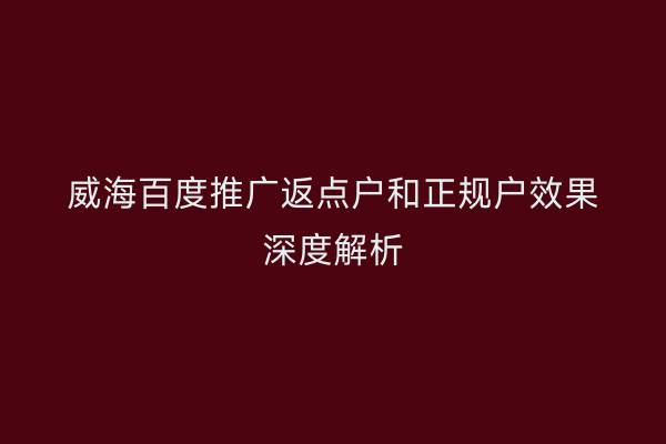 威海百度推广返点户和正规户效果深度解析