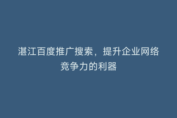 湛江百度推广搜索,提升企业网络竞争力的利器