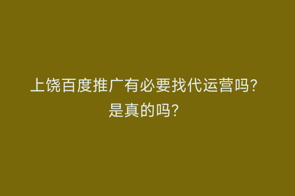 上饶百度推广有必要找代运营吗?是真的吗?
