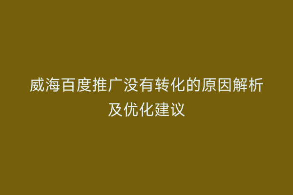 威海百度推广没有转化的原因解析及优化建议