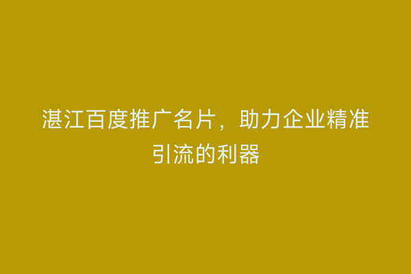 湛江百度推广名片，助力企业精准引流的利器