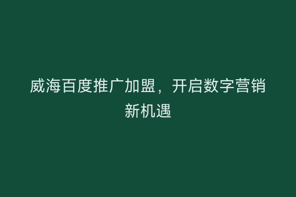 威海百度推广加盟,开启数字营销新机遇