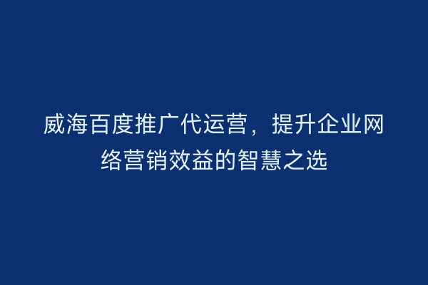 威海百度推广代运营,提升企业网络营销效益的智慧之选