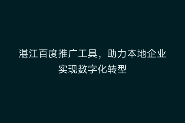 湛江百度推广工具，助力本地企业实现数字化转型