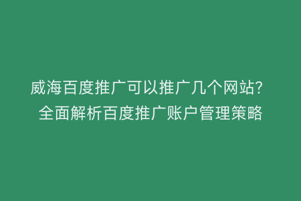 威海百度推广可以推广几个网站？全面解析百度推广账户管理策略