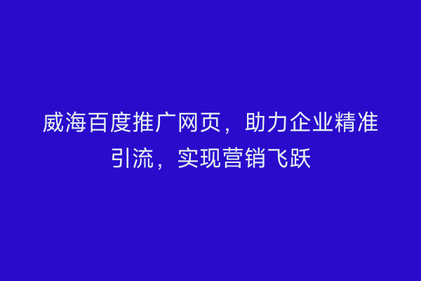 威海百度推广网页,助力企业精准引流,实现营销飞跃
