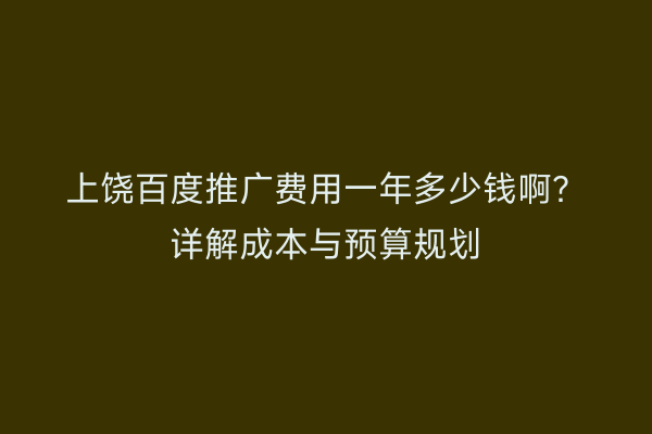 上饶百度推广费用一年多少钱啊？详解成本与预算规划