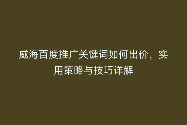 威海百度推广关键词如何出价,实用策略与技巧详解