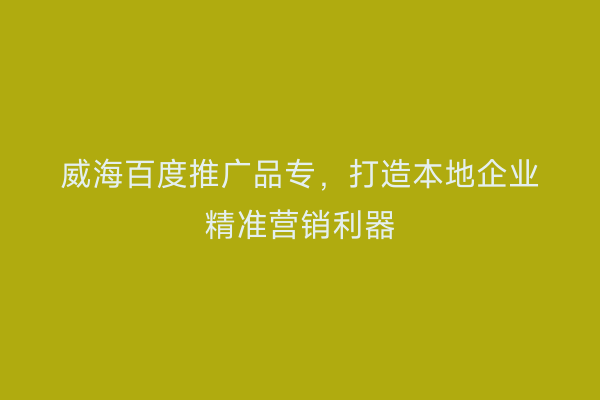 威海百度推广品专,打造本地企业精准营销利器