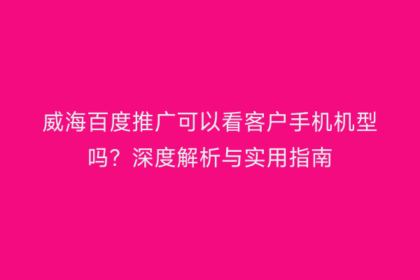 威海百度推广可以看客户手机机型吗?深度解析与实用指南