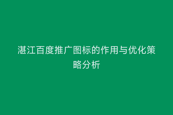 湛江百度推广图标的作用与优化策略分析