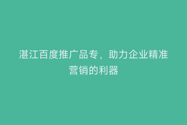 湛江百度推广品专,助力企业精准营销的利器
