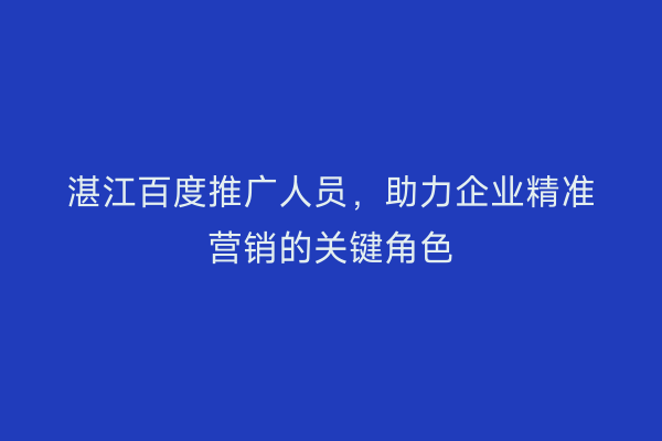 湛江百度推广人员,助力企业精准营销的关键角色