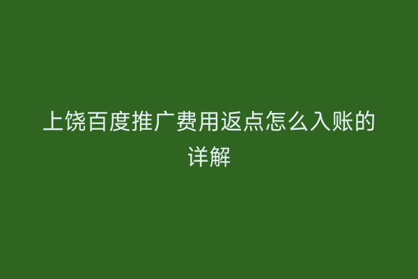 上饶百度推广费用返点怎么入账的详解
