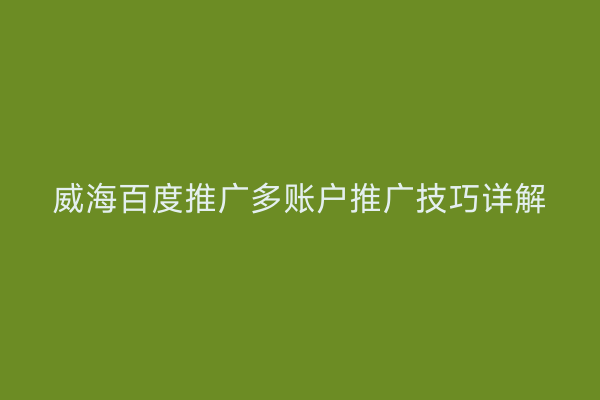 威海百度推广多账户推广技巧详解