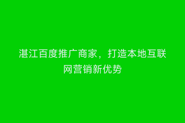 湛江百度推广商家，打造本地互联网营销新优势