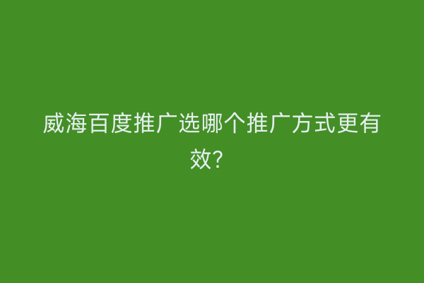 威海百度推广选哪个推广方式更有效?