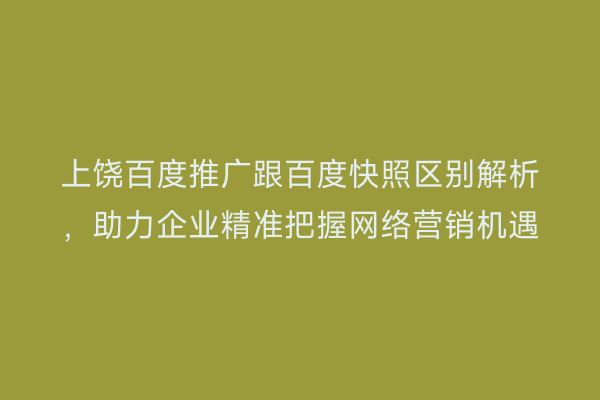 上饶百度推广跟百度快照区别解析,助力企业精准把握网络营销机遇