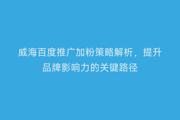 威海百度推广加粉策略解析,提升品牌影响力的关键路径