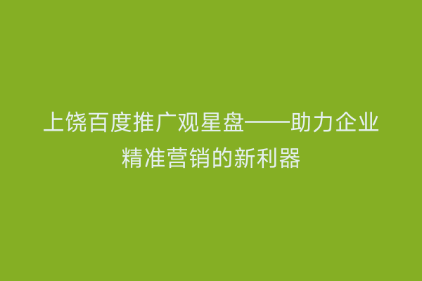 上饶百度推广观星盘——助力企业精准营销的新利器