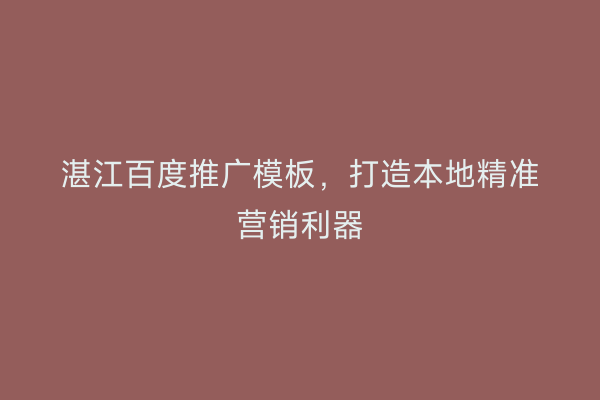 湛江百度推广模板，打造本地精准营销利器