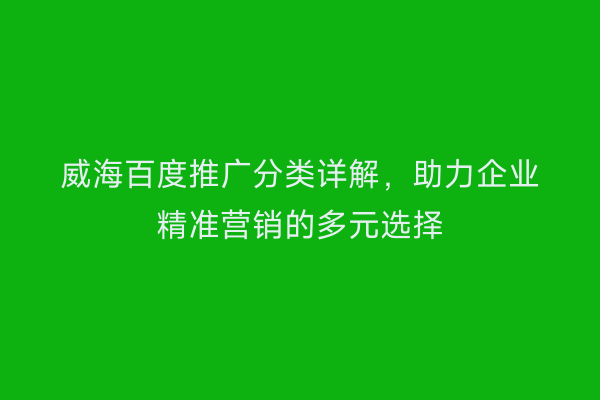 威海百度推广分类详解,助力企业精准营销的多元选择