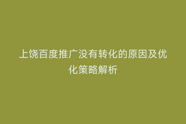 上饶百度推广没有转化的原因及优化策略解析