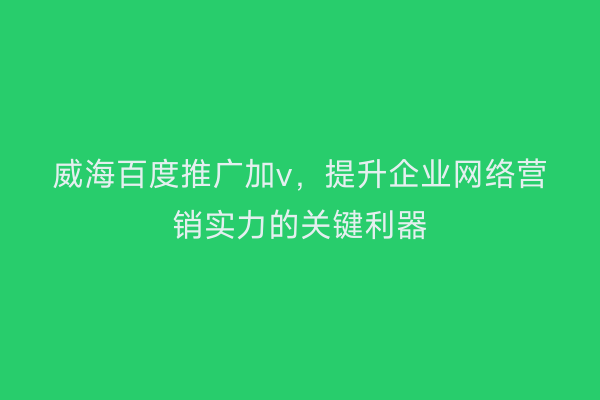 威海百度推广加v,提升企业网络营销实力的关键利器