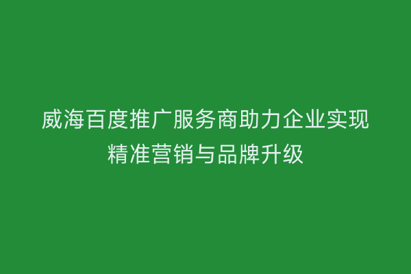 威海百度推广服务商助力企业实现精准营销与品牌升级