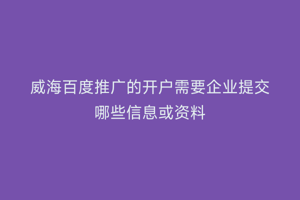 威海百度推广的开户需要企业提交哪些信息或资料