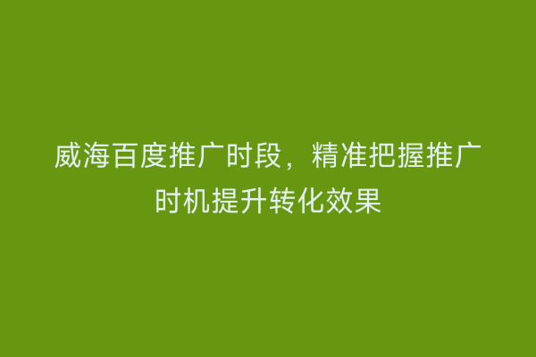 威海百度推广时段,精准把握推广时机提升转化效果