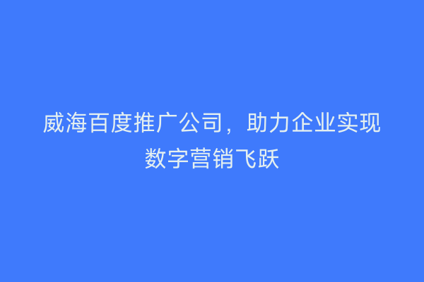 威海百度推广公司，助力企业实现数字营销飞跃