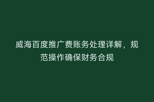 威海百度推广费账务处理详解，规范操作确保财务合规