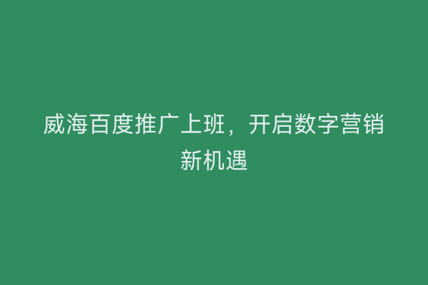 威海百度推广上班,开启数字营销新机遇